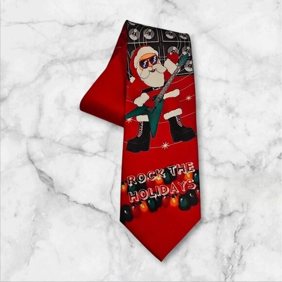Hallmark Other - Rock the Holidays Santa Christmas Tie Santa Playing Guitar Novelty Necktie